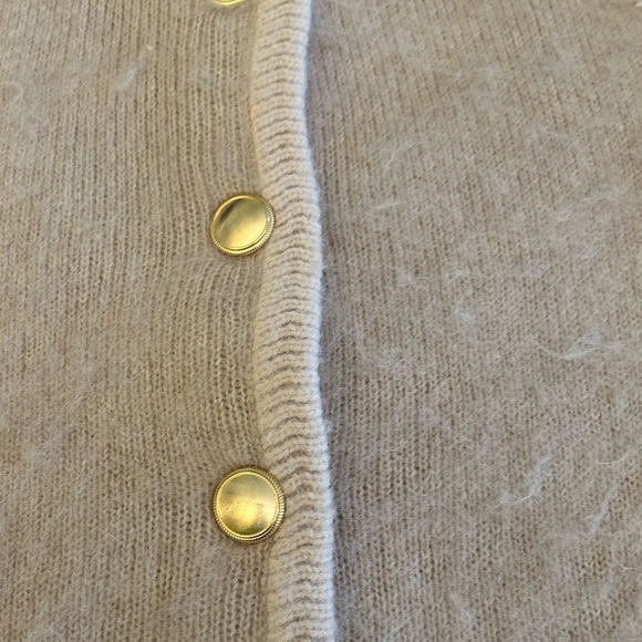 ANN TAYLOR Brushed Sweater Jacket Tan/Beige Gold Buttons Sz Large Cozy Luxe - Picture 7 of 13